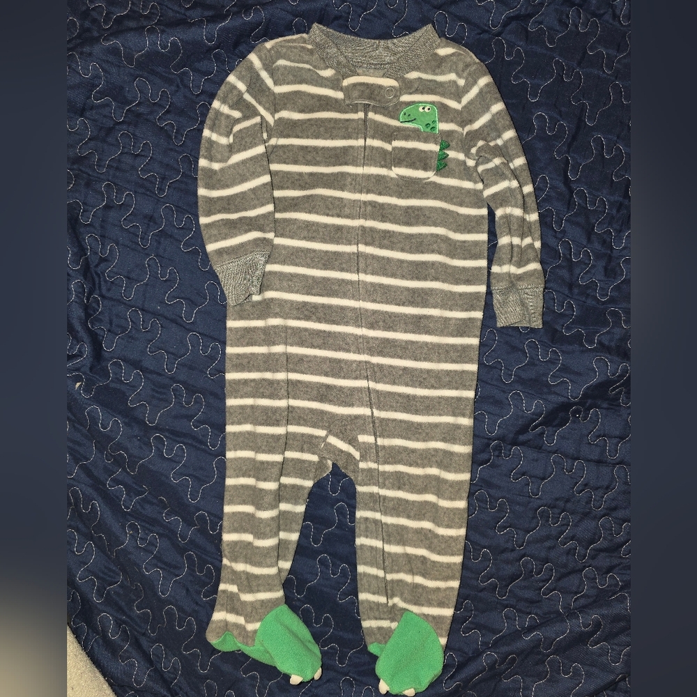 Striped Gray and Green Kids One Piece